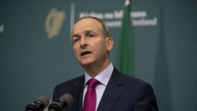 &nbsp;Taoiseach Micheal Martin during a media briefing at Government Buildings, Dublin.