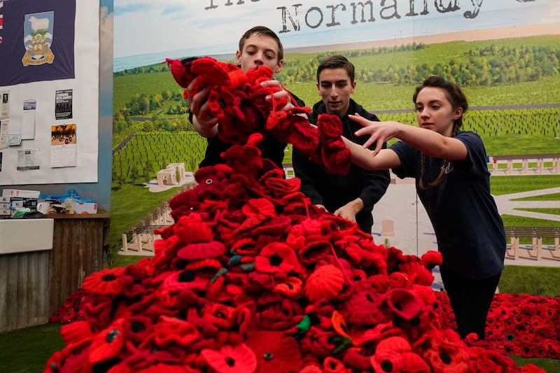 Women’s Institute members across the country crocheted 22,000 poppies will be displayed around the base of the crates