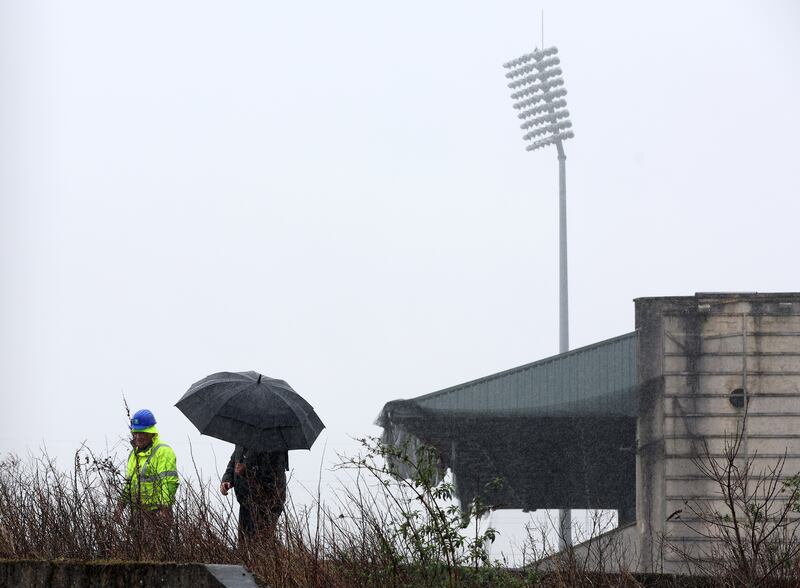Contractors at Casement Park in west Belfast as the Irish Goverment announces a funding package that includes €50 million for the redevelopment of Casement Park. PICTURE: MAL MCCANN