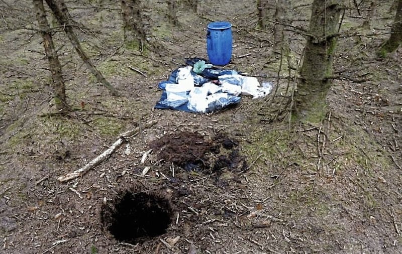 A barrel containing bomb-making components was among the cache found at Carnfunnock Country Park