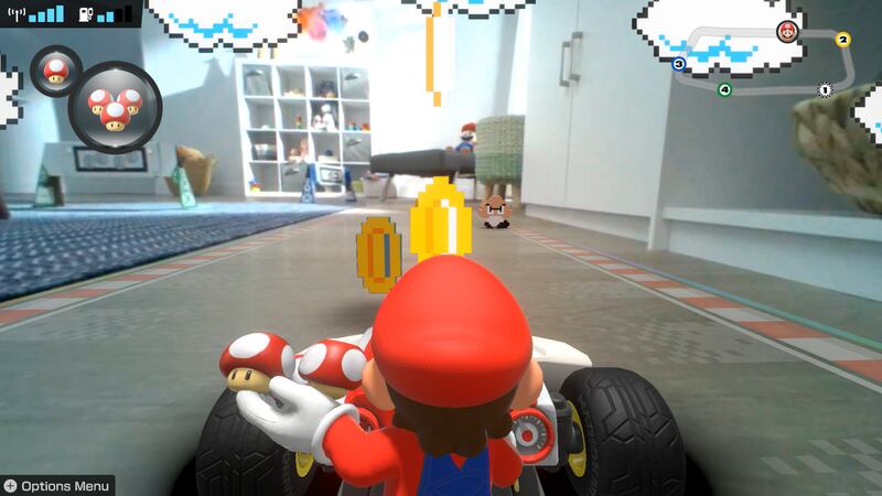 The new game uses augmented reality to bring Mario Kart to life in a user’s home.