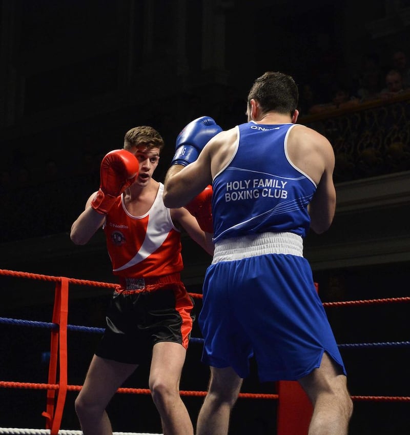 St John Bosco's Paul McCullagh (left) bounced back to blast his way to the next round