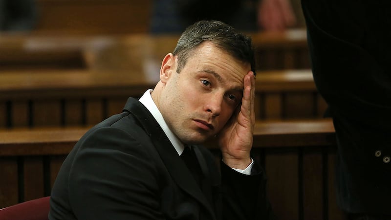 Oscar Pistorius during his sentencing in the high court in Pretoria, South Africa, in 2014 (Alon Skuy/Pool Photo via AP/PA)