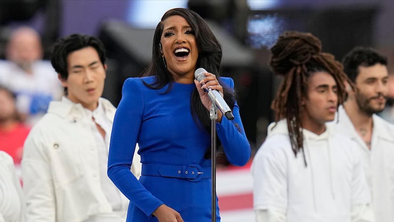 Award-winning country star Mickey Guyton sang the US national anthem ahead of the clash between the Los Angeles Rams and the Cincinnati Bengals.