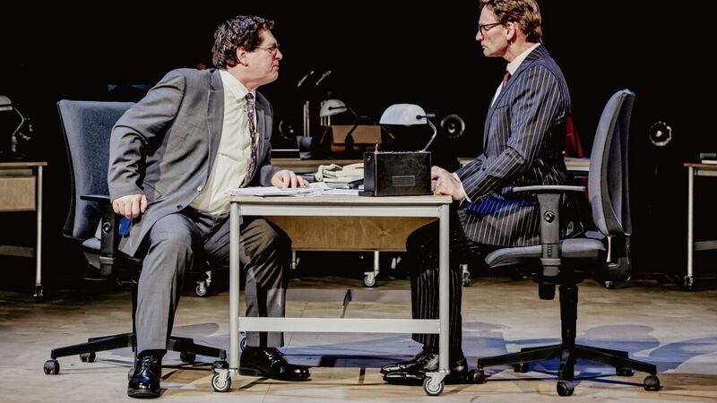 As the Good Friday Agreement heads towards its 25th anniversary, John Hume (played by Dan Gordon) and David Trimble (Patrick O&rsquo;Kane) talk it out in Owen McCafferty&rsquo;s masterful play Agreement at the Lyric Theatre, Belfast 