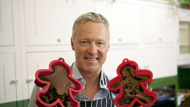 Rory Bremner with Gingerbread men representing the different forms of ADHD -  (C) BBC - Photographer: Patrick Smith 