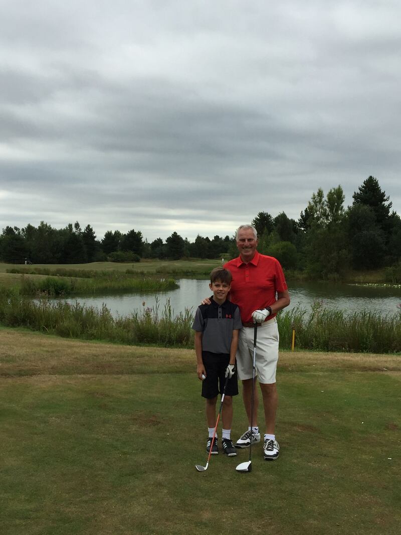 Jack Clemence (left) with his grandfather Ray Clemence (right) at a golf course (Jack Clemence)