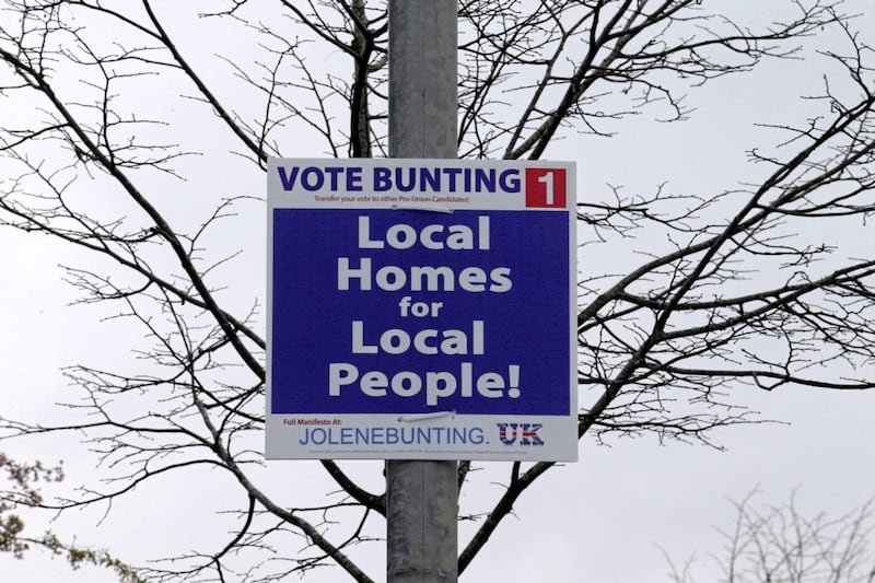 Jolene Bunting&#39;s election posters around the Shankill area of west Belfast. Picture by Mal McCann 