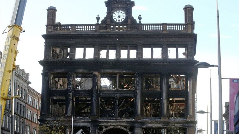 The charred remains of Primark following the fire in August Picture by Hugh Russell. 