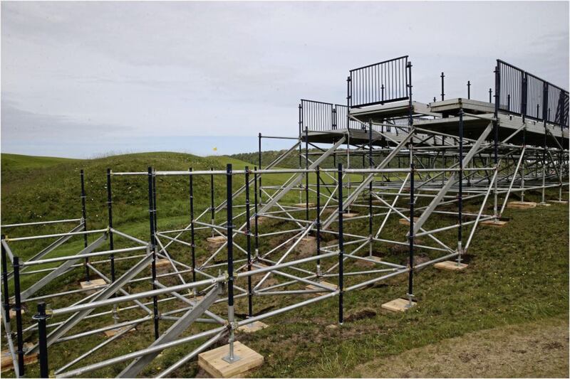 Work continues at Portrush Golf Club ahead of The Open. Picture by Hugh Russell 