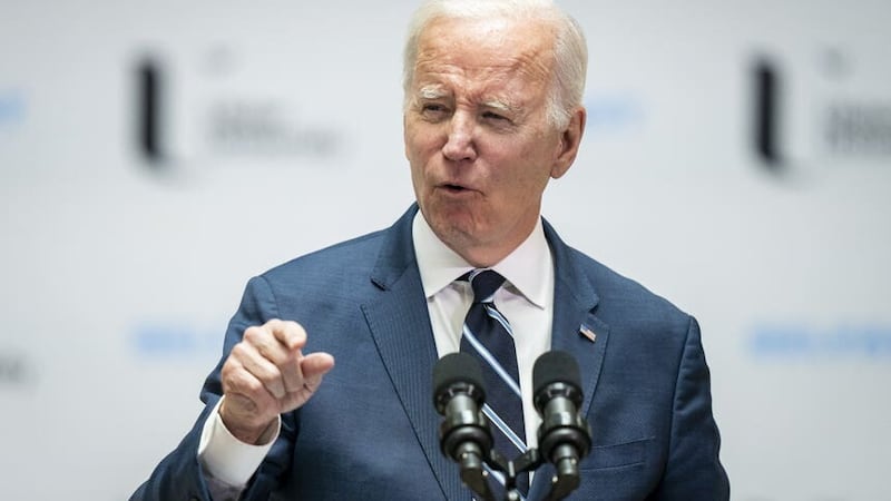 US President Joe Biden at Ulster University. Picture by Aaron Chown/PA