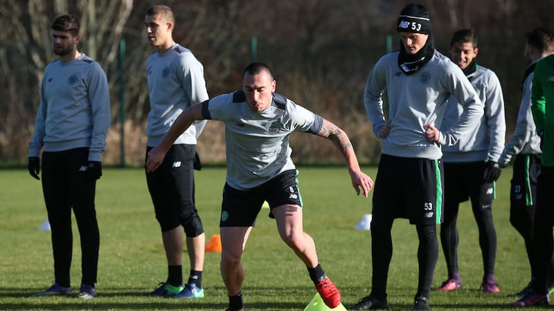 Celtic's Scott Brown during a training session at Lennoxtown in Glasgow on Tuesday<br />Picture by PA&nbsp;