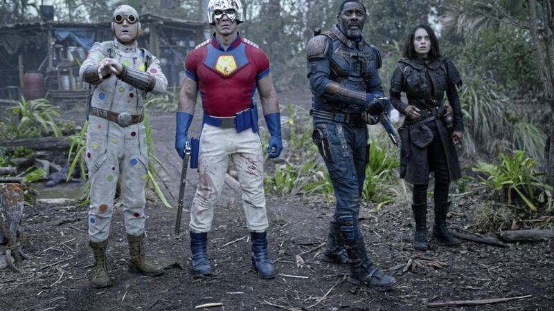 The Suicide Squad: David Dastmalchian as Polka-Dot Man, John Cena as Peacemaker, Idris Elba as Bloodsport and Daniela Melchior as Ratcatcher 2 