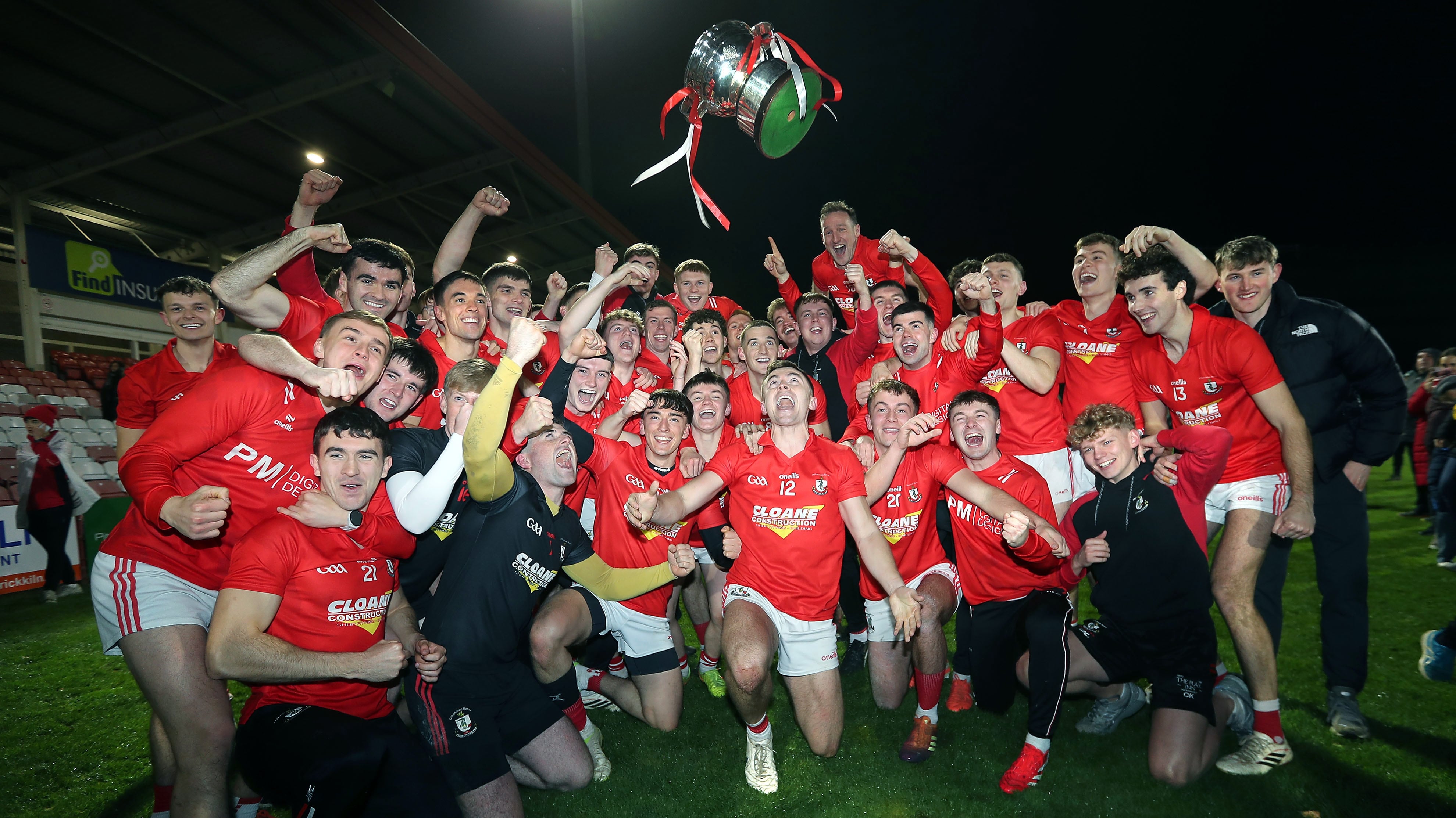 Magherafelt celebrate after beating Newbridge during the Derry Senior Football Championship final played at Celtic Park, Derry on Sunday 25th October 2026. PICTURE: Margaret McLaughlin