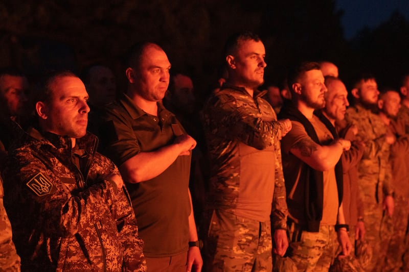 Soldiers of Ukraine’s National Guard (Efrem Lukatsky/AP)