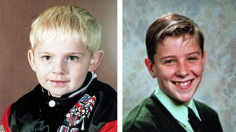Johnathan Ball (three) and Tim Parry (12) were killed in the Warrington bombing, which also left 56 injured 