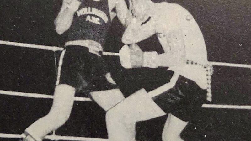 Mike Costello (right) blocks a left hook and gets ready to land one of his own during his amateur days with Lynn AC Boxing Club 