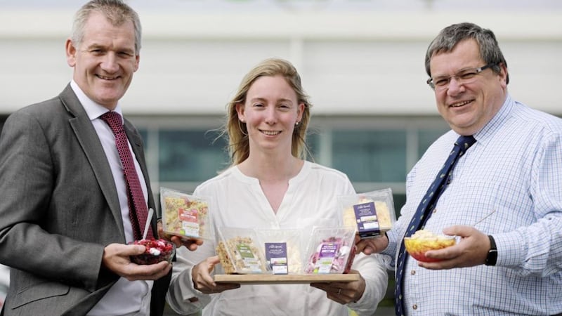Head of sales at Avondale Foods, Philip Conway, pictured with account manager, Hannah Rodgers and buying manager for Asda NI, Michael McCallion. 