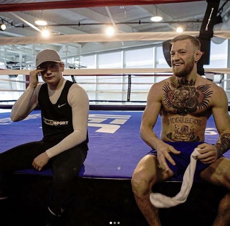 Tiernan Bradley and Conor McGregor during a training session in Las Vegas. Picture by David Fogarty/gingerbeardphotography.com 