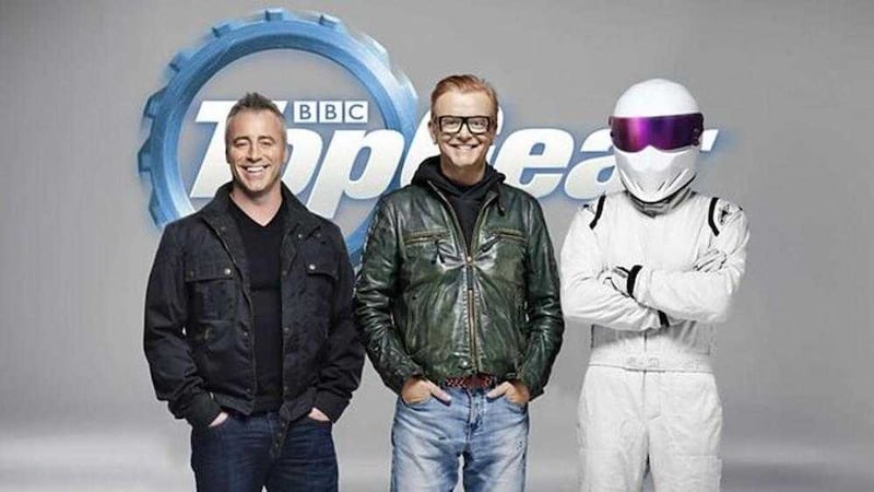 Matt LeBlanc, Chris Evans who has resigned after just six episodes of Top Gear and racing car driver &#39;The Stig&#39;. 