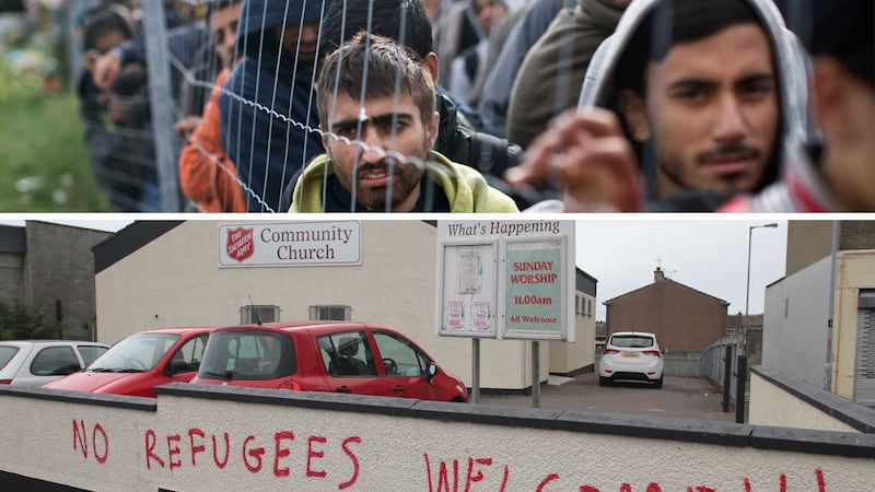 SDLP Justice spokesman, Alban Maginness called for the &quot;sick&quot; rally to be called off as the first Syrian refugees arrive in the north<br />&nbsp;