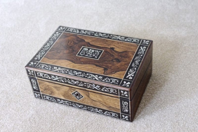 The Victorian writing box that belonged to Winnie Carney and later given to writer Allison Murphy by her mother-in-law Rita