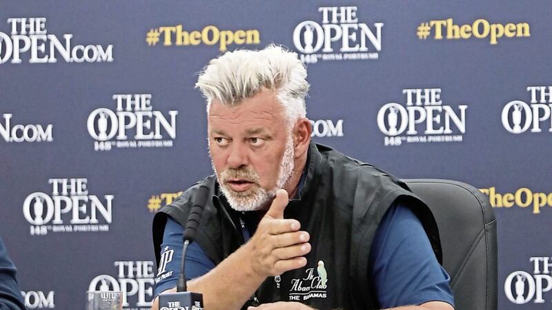 Northern Ireland&#39;s Darren Clarke during a press conference of The Open Championship 2019 at Royal Portrush Golf Club on Monday July 15 2019. Picture by Niall Carson/PA Wire 