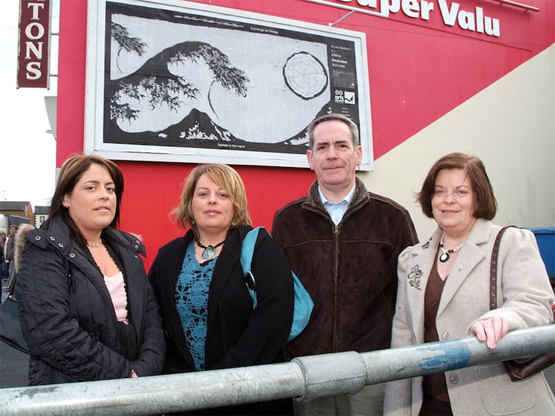 Members of the Keightley family including Teresa Keightley at the unveiling of a poster in memory of the 2004 tsunami victims including her son Connor