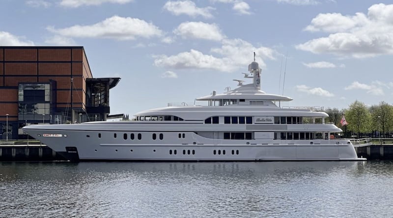 A $60m yacht owned by an American businessman docked in Belfast today. Picture by Hugh Russell