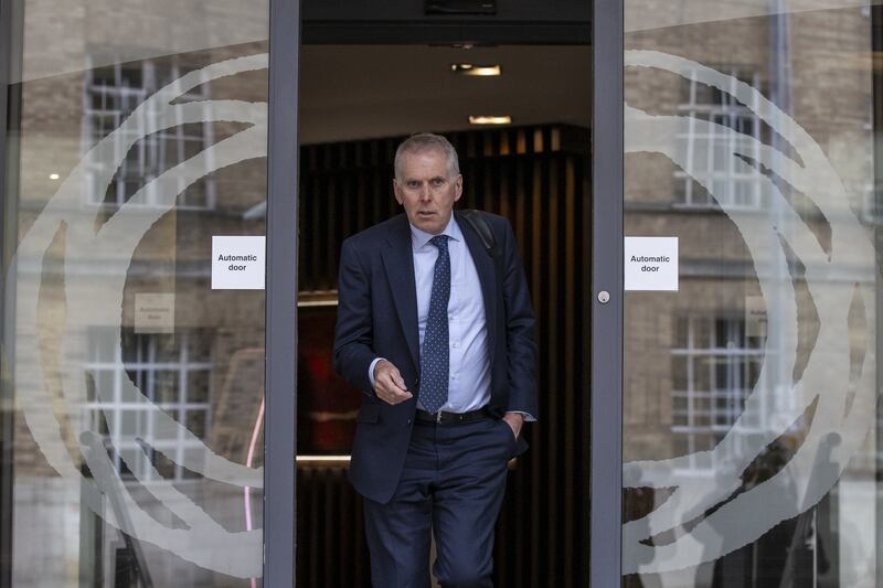 Sir David Sterling leaving the Clayton Hotel in Belfast after giving evidence at the UK Covid-19 inquiry hearing on Wednesday
