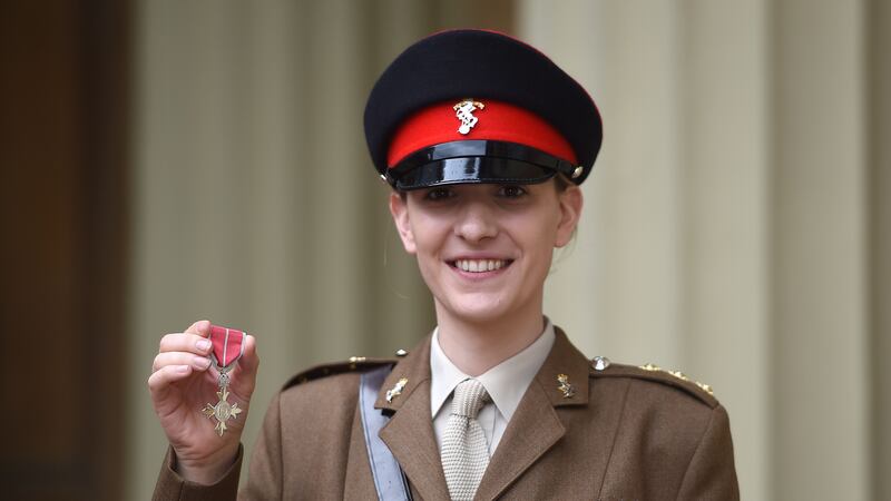 Captain Hannah Graf said she was “proud to be in the British Army” as she collected her MBE.