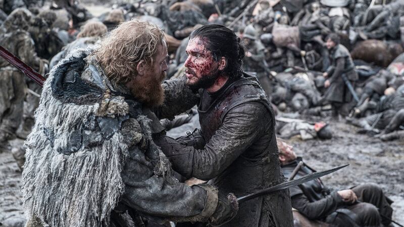Kristofer Hivju as Tormund and Kit Harington as Jon Snow in Game of Thrones. Picture by HBO&nbsp;