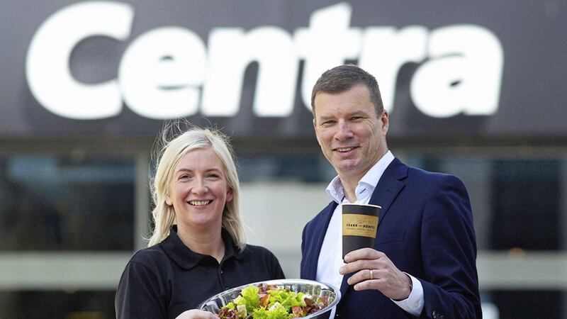 Nigel Maxwell, Musgrave&rsquo;s Centra sales director (right) is joined with Sarah Doherty, fresh food manager to announce the opening of the new Centra Waterloo Place store. 