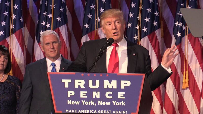 Donald Trump makes his acceptance speech in New York 