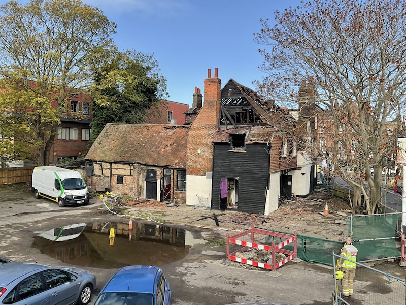 The pub was damaged in a fire on Friday night (David Bell/Mitcham Cricket Club)