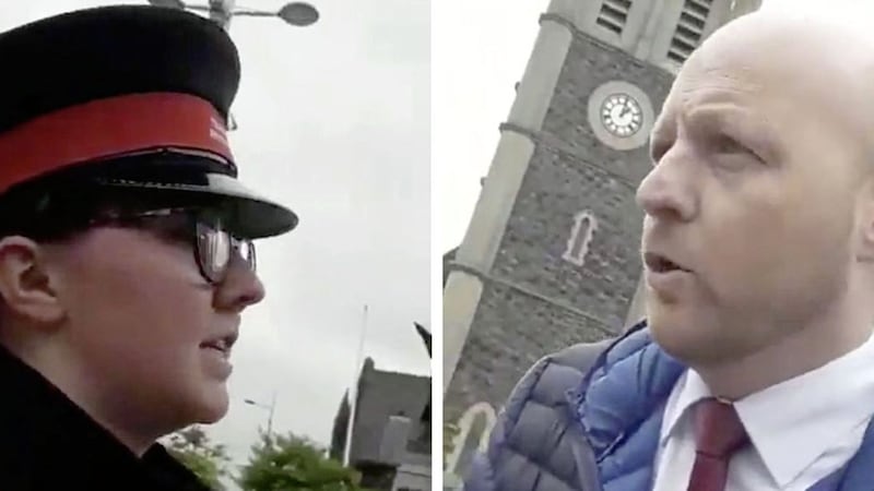 A traffic warden working in Portadown was confronted by a number of people, including Rev Daryl Abernethy 