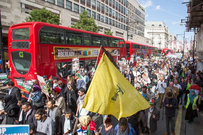 The Al Quds Day demonstration has been criticised in the past after participants flew the flag of the Lebanese militant group Hezbollah
