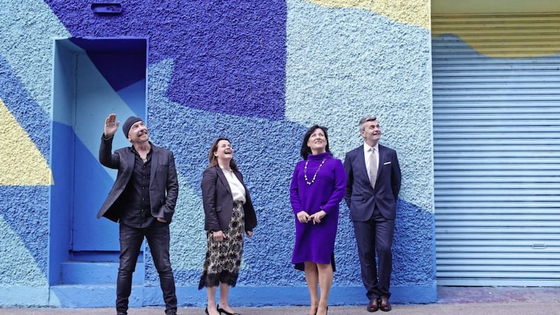 Pictured after the inaugural meeting of the founding board of directors of Endeavour are (from left) board chair The Edge and board members Elaine Coughlan, Anne Heraty and Mark Roden. Photo: Julien Behal Photography 