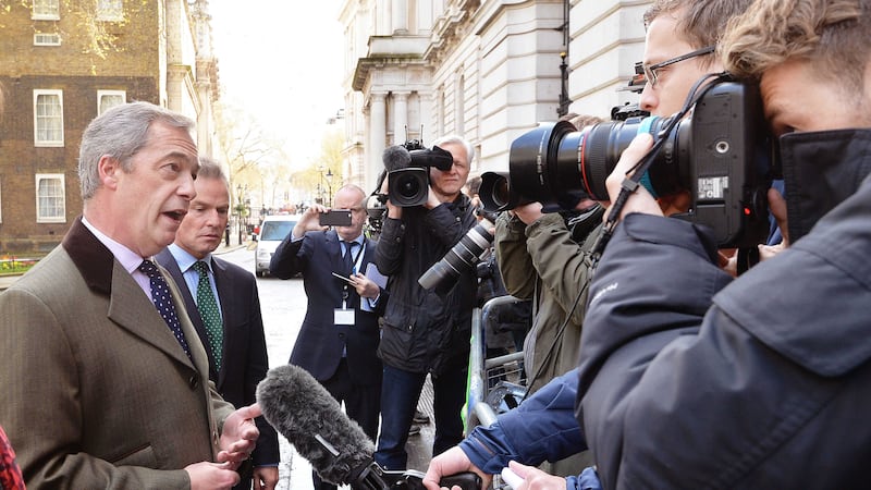 Nigel Farage speaks to the media on Downing Street today&nbsp;