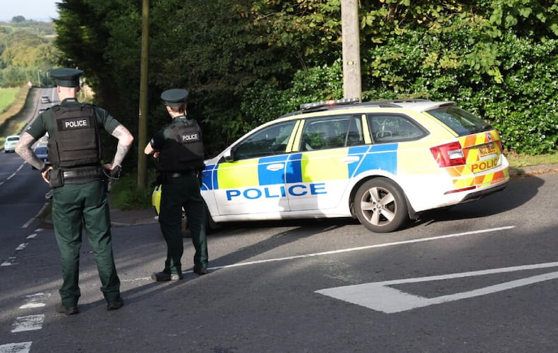 Police attend the security alert at playing fields used by East Belfast GAC. Picture by Mal McCann