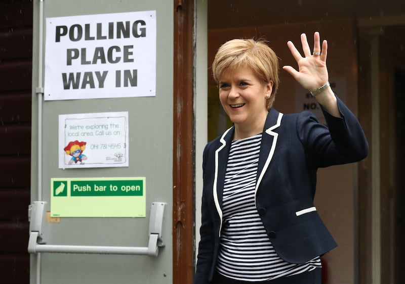 &nbsp;<span style="font-family: Verdana, Arial, Helvetica, sans-serif; font-size: 13.3333px;">First Minister Nicola Sturgeon arrives to cast her vote in the General Election at a polling station at Broomhouse Community Hall in Glasgow.</span><span style="font-family: Verdana, Arial, Helvetica, sans-serif; font-size: 13.3333px;">&nbsp;</span><span style="font-family: Verdana, Arial, Helvetica, sans-serif; font-size: 13.3333px;">&nbsp;Andrew Milligan/PA Wire</span>