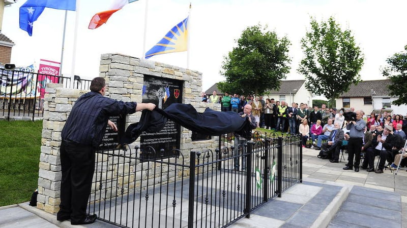 The memorial was unveiled in 2013 during a controversial republican parade in Castlederg, Co Tyrone 