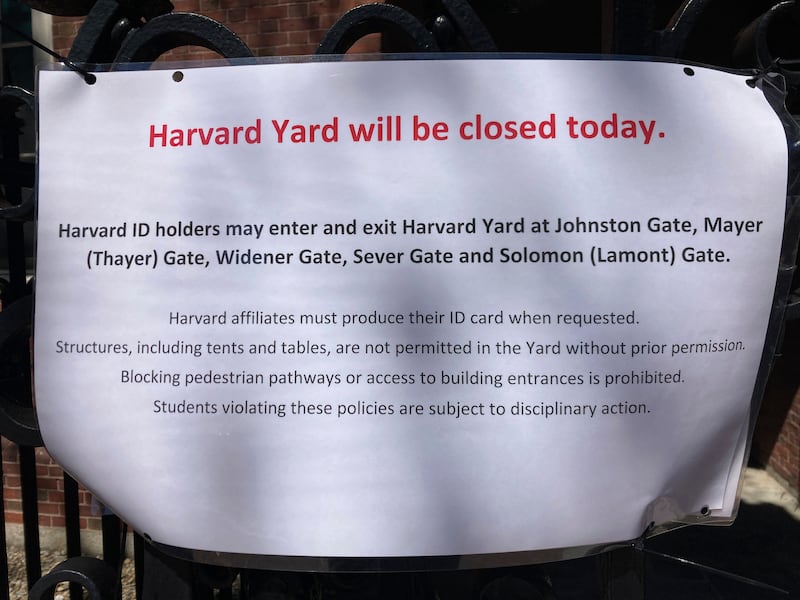 Harvard Yard was closed to the public on Monday (Steve LeBlanc/AP)