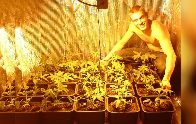 Ciaran Maxwell posing with cannabis. The photograph was recovered from one of his memory cards