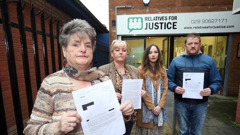 Relatives for Justice chair Clara Reilly with family members Annmarie McWilliams, Mary Kate Quinn and Tom McWilliams. Picture by Mal McCann 