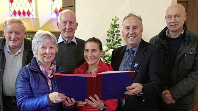 Officials from Drummully Parish preparing for the 175th anniversary of the church, from left, William Armstrong, rector&rsquo;s churchwarden; Hazel Robinson, treasurer; John Robinson, vestry member; Eileen Hall, people&rsquo;s churchwarden and secretary; Roy Crowe, diocesan reader and pastoral assistant, and Brian Robinson, glebewarden. 