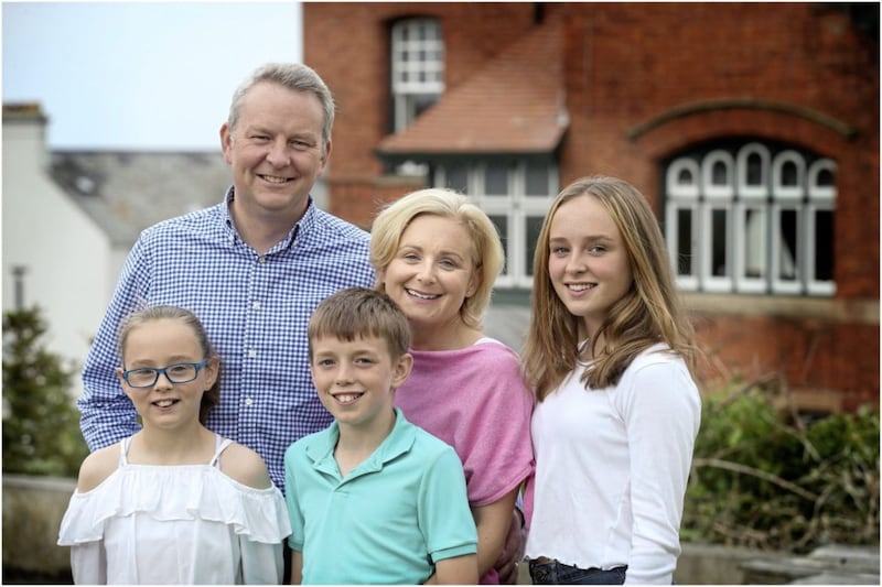 Yvonne Alderdice with her husband David and their children Zoe, Ross and Ciara in Bangor. Picture by Hugh Russell 