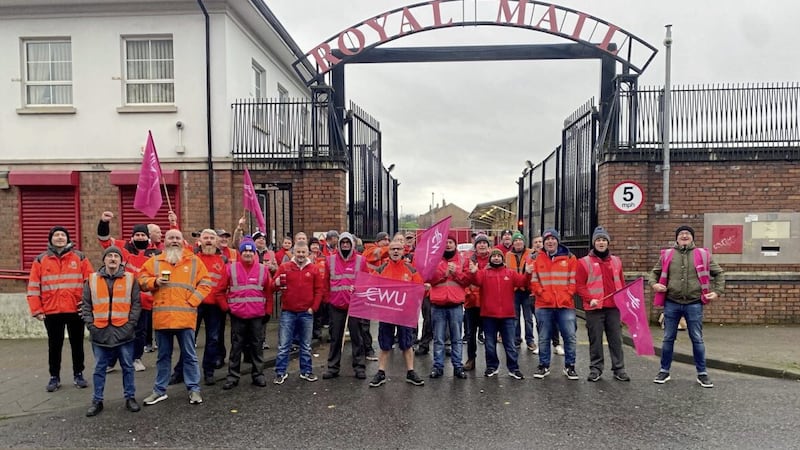 CWU members on strike in Derry today. Picture: Twitter 
