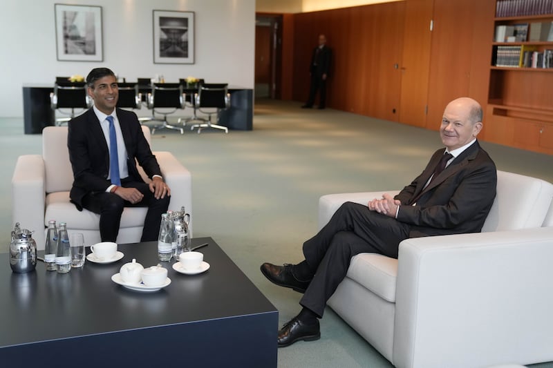 Prime Minister Rishi Sunak and Germany’s Chancellor Olaf Scholz at the Chancellery