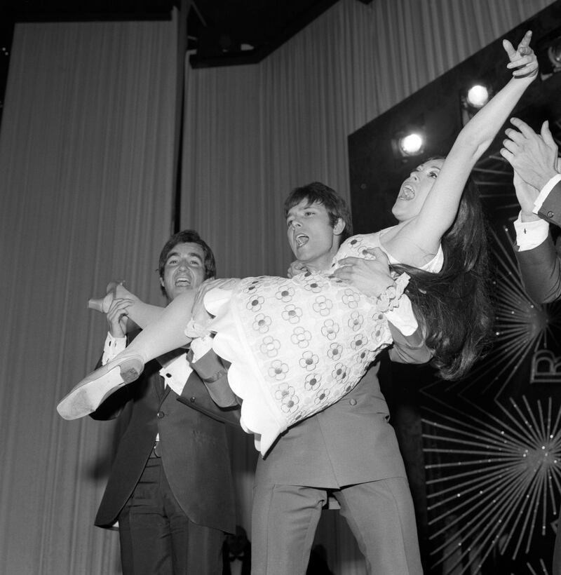 Eurovision runner-up Cliff Richard congratulates winner Massiel at the 1968 contest